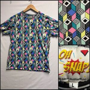 Oh Snap! Drill Clothing Co Shirt Mens Large Geometric 90s Retro Print T Shirt